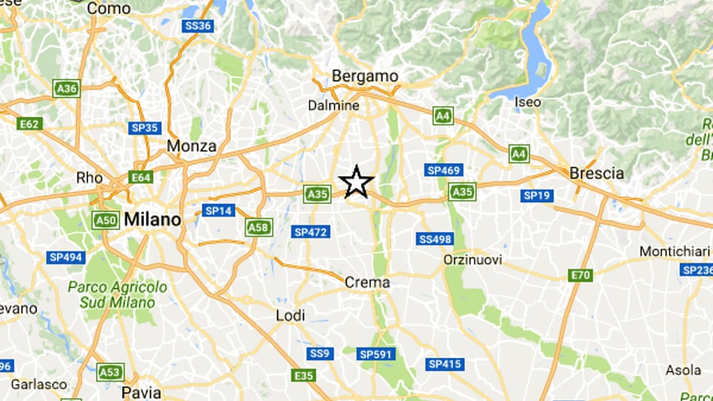 Terremoto a Bergamo oggi, scossa avvertita anche nel Milanese